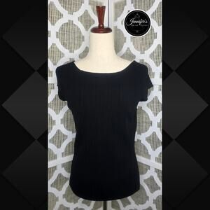 Rafaella Black Ribbed Boat Neck Sweaters Size Medium